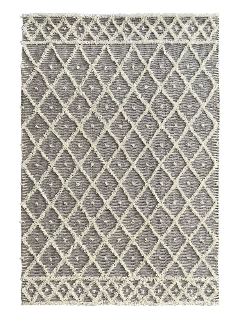SRN-015-140X200.jpg Natural & White Color Wool-Cotton Woven Rug - SRN 015 (140x200cm)