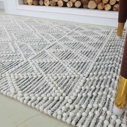 Elegant natural white woven rug for home decor - SRN 019 (80X200cm) by Ramsha Home