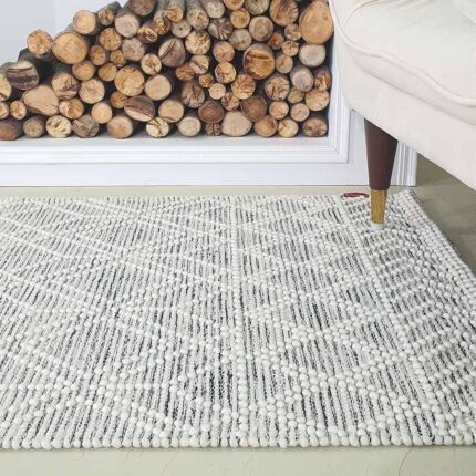 Premium natural white woven rug for interior decor - SRN 019 (80X200cm) by Ramsha Home