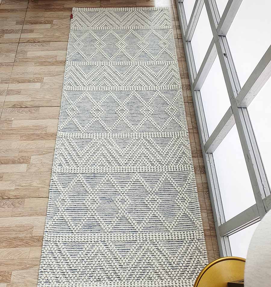 Premium Natural White Woven Rug - SRN 021 (80x200cm) by Ramsha Home Handcrafted natural white decorative woven rug - SRN 021 (80x200cm) by Ramsha Home