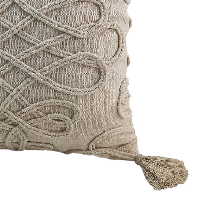 e2321 Natural Color Cotton Embroidery Cushion with Filler for Bed, Couch - CS 159 (45x45cm) - Image 2