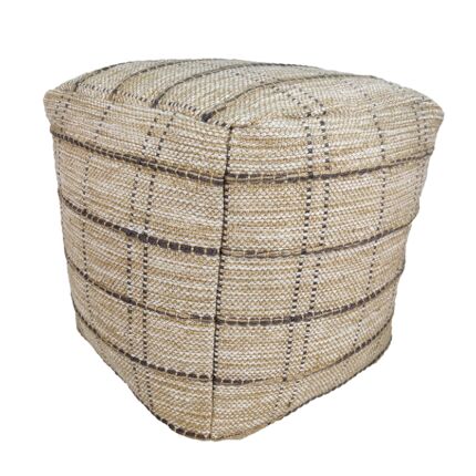 Home polyester pouf PF-108 with leather handle, multi-color, 50x50x30cm - adds a pop of color to any room by Ramsha Home.
