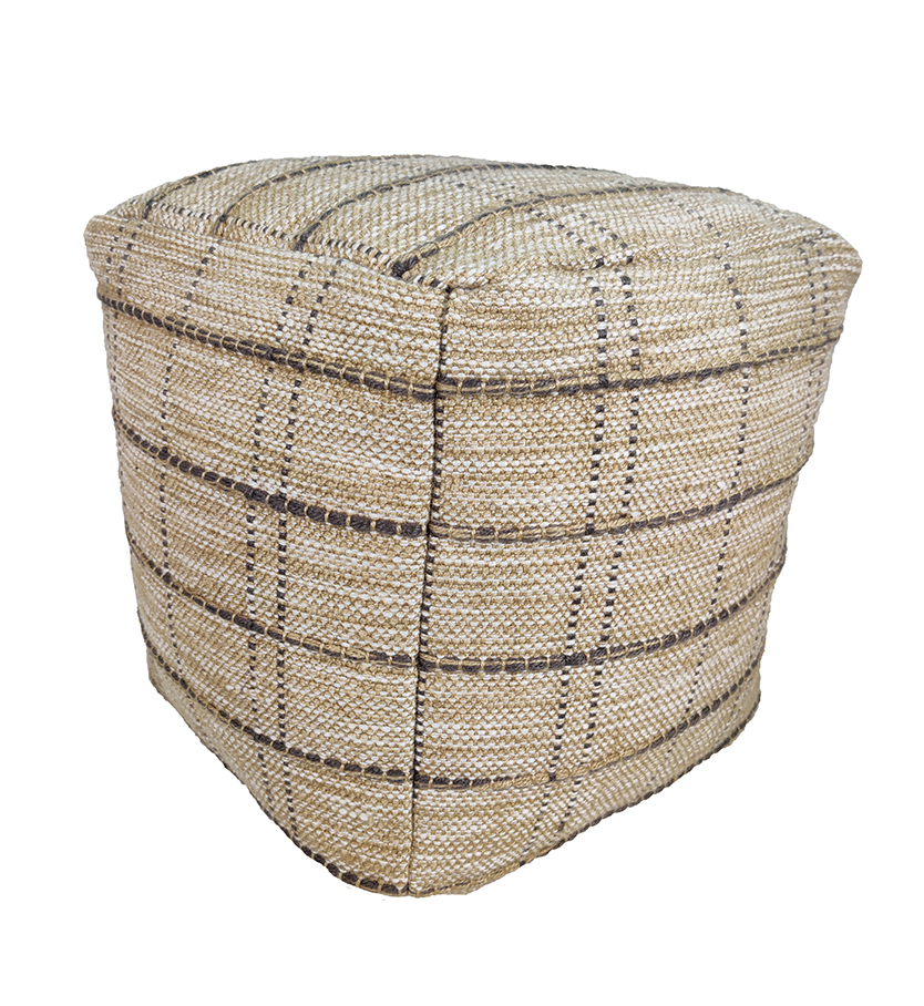 Home Polyester Pouf PF-108: Multi-Color with Leather Handle (50x50x30cm) Home polyester pouf PF-108 with leather handle, multi-color, 50x50x30cm - adds a pop of color to any room by Ramsha Home.