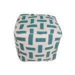 Light blue and cream color pouf PF-112, 50x50x30cm - chic and functional hallway furnishing by Ramsha Home.