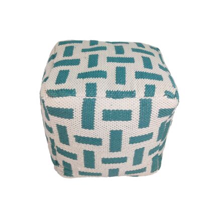 Light blue and cream color pouf PF-112, 50x50x30cm - chic and functional hallway furnishing by Ramsha Home.