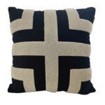 Black & Off White Color Cotton Cushion with Filler for Sofa, Floor, and Bedroom - CS 260 (45x45cm)
