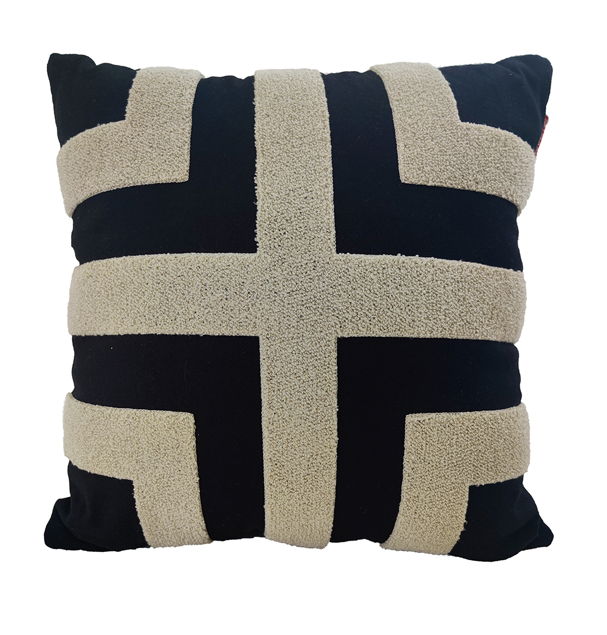 hr4890 Black & Off White Color Cotton Cushion with Filler for Sofa, Floor, and Bedroom - CS 260 (45x45cm) - Image 1