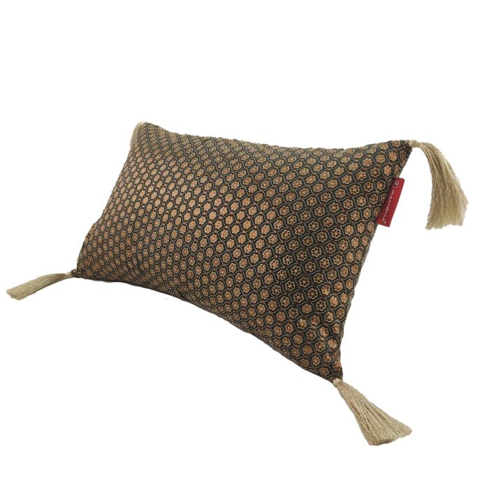 ⁦Black & Gold Color Polyester Cushion with Filler for Window Seat, Bed, Floor - CS 230 (30x50cm)⁩ - الصورة ⁦5⁩