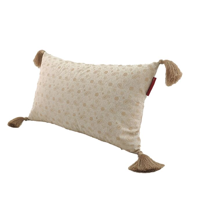 ⁦White & Gold Color Polyester Cushion with Filler for Living Room, Couch - CS 231 (30x50cm)⁩ - الصورة ⁦2⁩