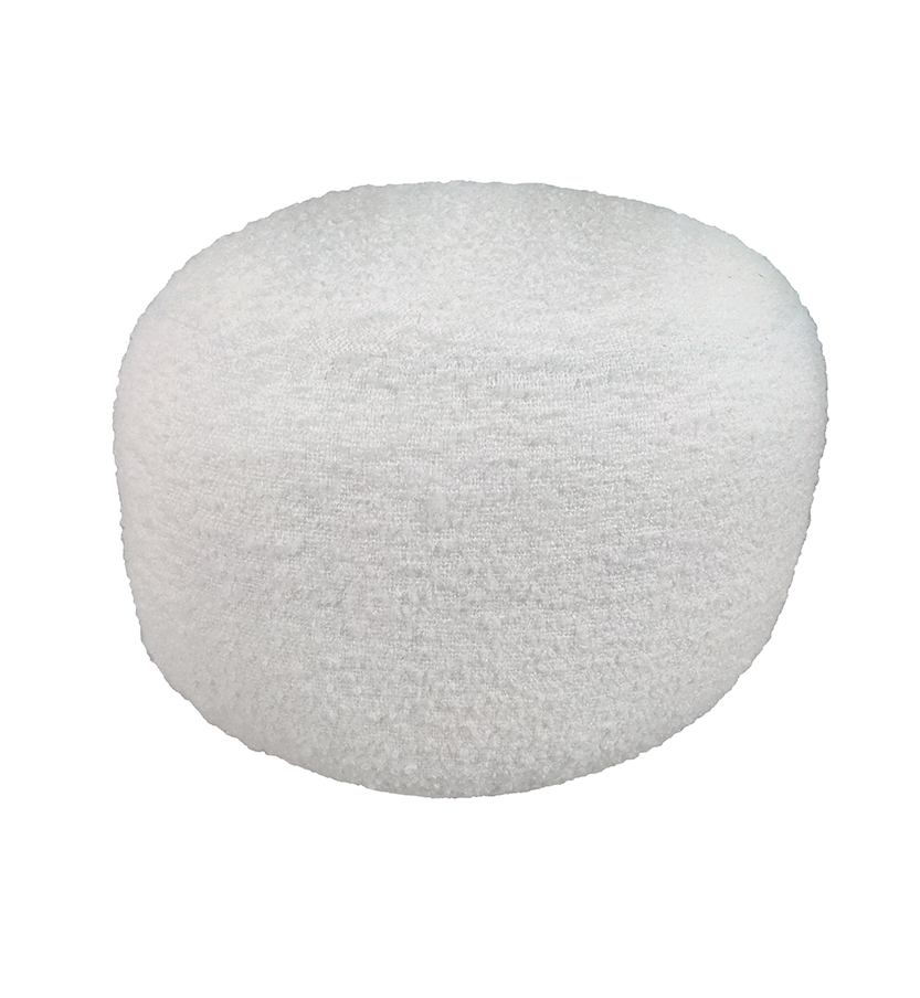 White Pouf PF-124: Soft and Fluffy Comfort White pouf PF-124, soft and fluffy, 50x50x30cm, enhances home decor with its cozy design by Ramsha Home.