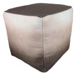 Rainbow brown polyester pouf, 40x40x40cm, ideal for bedroom decor by Ramsha Home.