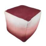 PF-126 rainbow red pouf, 40x40x40cm, ideal for adding color to living room decor by Ramsha Home.