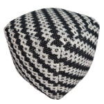 Black woven decor pouf PF-113, 50x50x30cm - chic and functional furnishing by Ramsha Home.