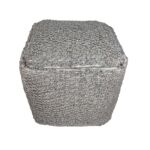 Bedroom pouf PF-110, grey color, 50x50x30cm - plush and stylish seating option for bedrooms by Ramsha Home.