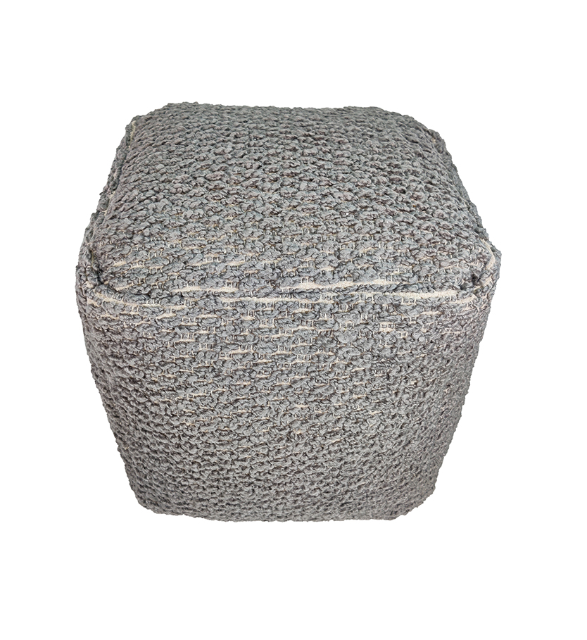 Stylish Bedroom Pouf PF-110: Grey 50x50x30cm Bedroom pouf PF-110, grey color, 50x50x30cm - plush and stylish seating option for bedrooms by Ramsha Home.