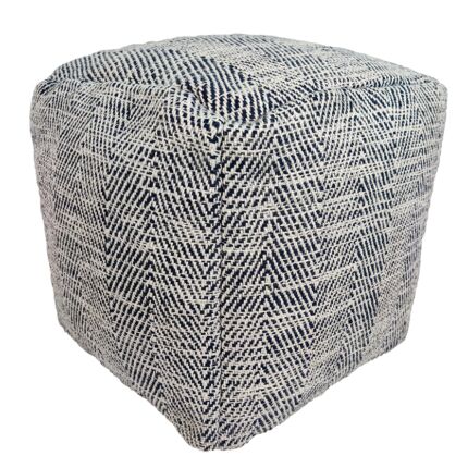 Polyester blue pouf PF-104, 50x50x30cm - versatile home accessory by Ramsha Home.