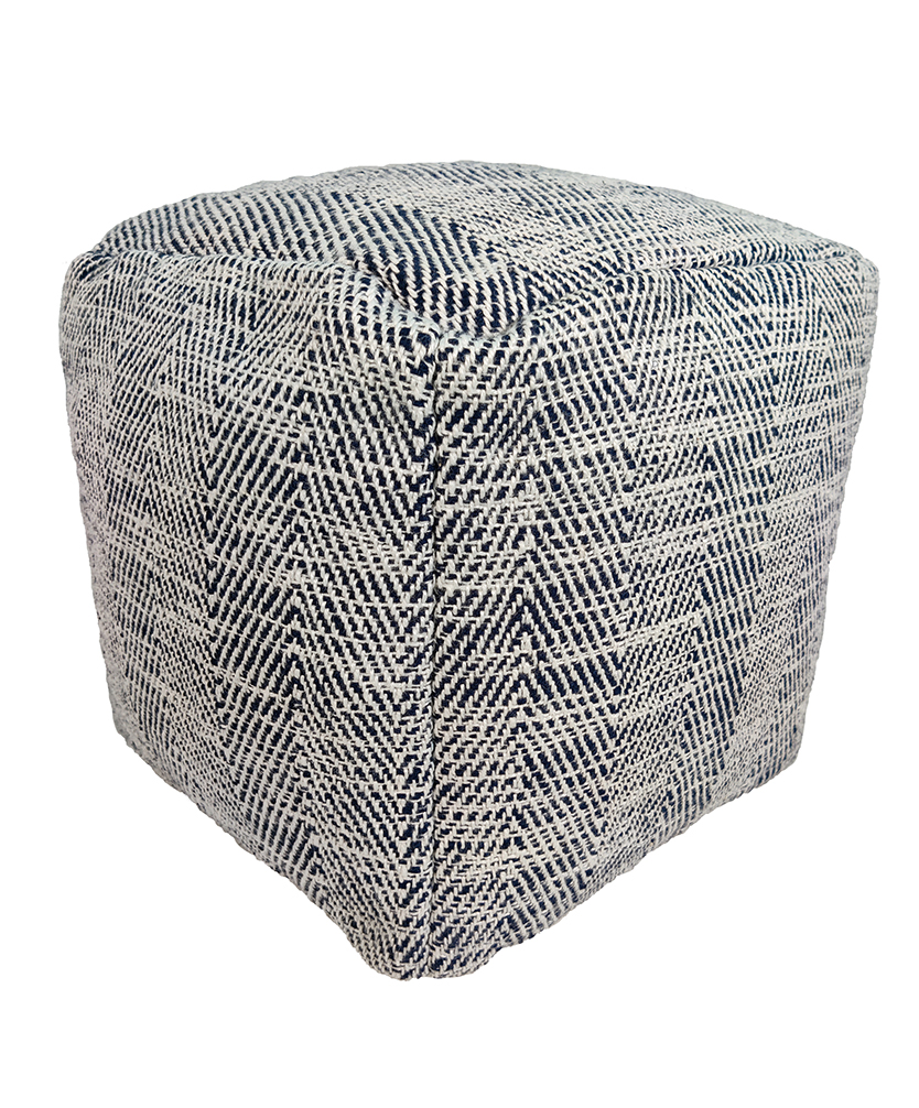 Stylish Home Pouf PF-104: Blue Color (50x50x30cm) Polyester blue pouf PF-104, 50x50x30cm - versatile home accessory by Ramsha Home.