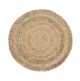 Artisanal drawing room crochet rug in natural color, CR 008, 160cm