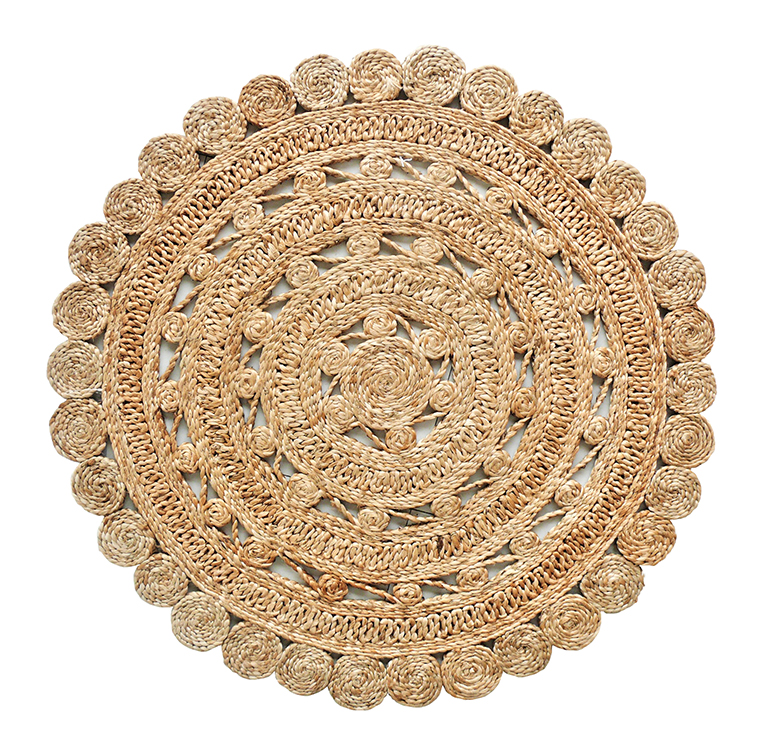 Stylish Artisanal Crochet Rug in Natural Color - CR 011 (160cm) Stylish artisanal crochet rug in natural color, CR 011, 160cm