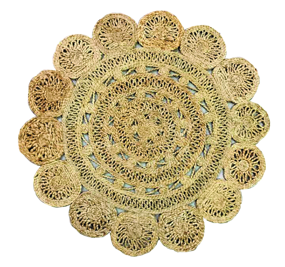 Artisanal Crochet Bedroom Round Rug - CR 009 (160cm) Artisanal crochet round rug for bedroom decor, CR 009, 160cm