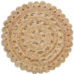 Handmade natural color farmhouse round crochet rug, CR 011, 200cm