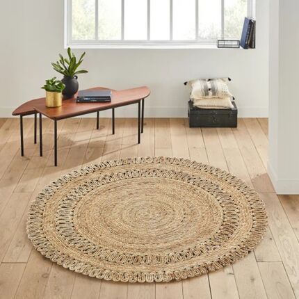 Handmade natural color drawing room crochet rug, CR 008, 160cm