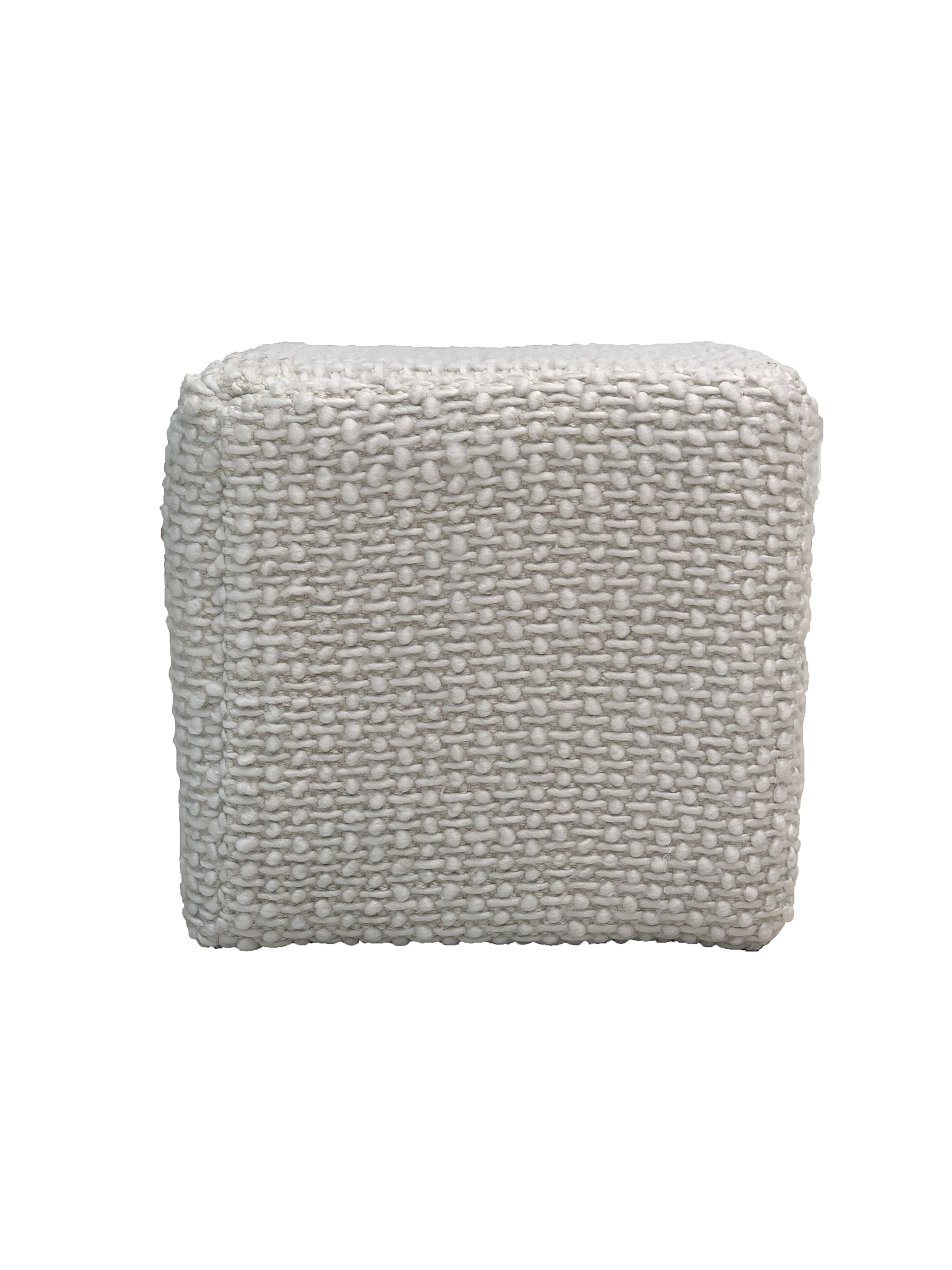 Elegant Home Decor Pouf PF-130 in White Color, Polyester and Cotton 40x40x40cm by Ramsha Home Stylish home decor pouf PF-130 in white color, 40x40x40cm, crafted from polyester and cotton for comfort by Ramsha Home.