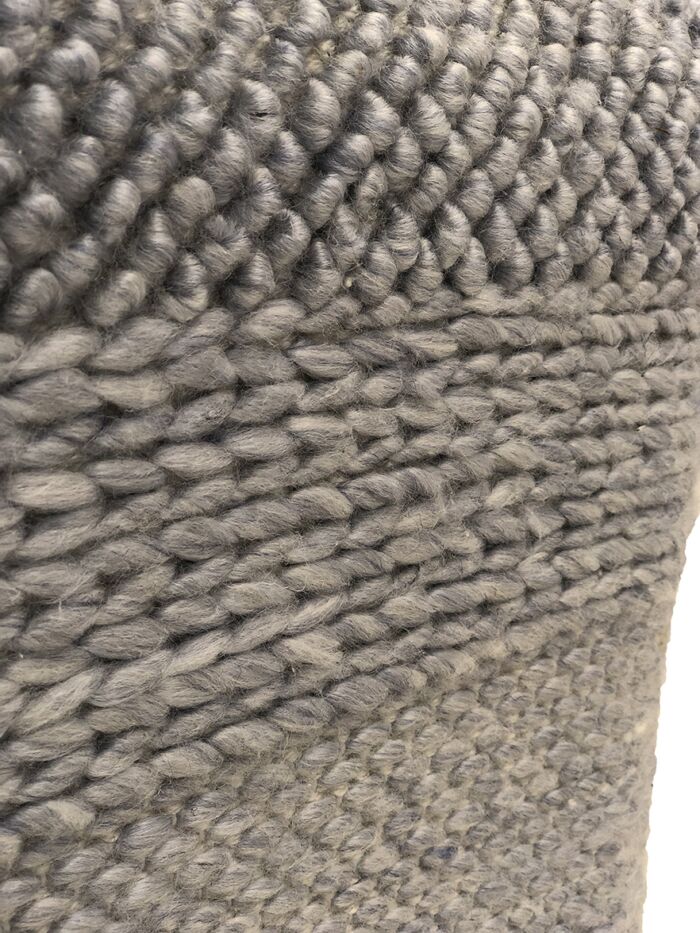 Stylish home decor pouf PF-129 in grey color, 40x40x40cm, crafted from polyester and cotton for comfort by Ramsha Home.