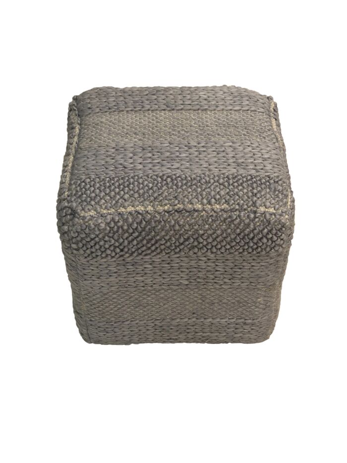 Soft grey pouf PF-129, 40x40x40cm, perfect for home decor, made from polyester and cotton by Ramsha Home.