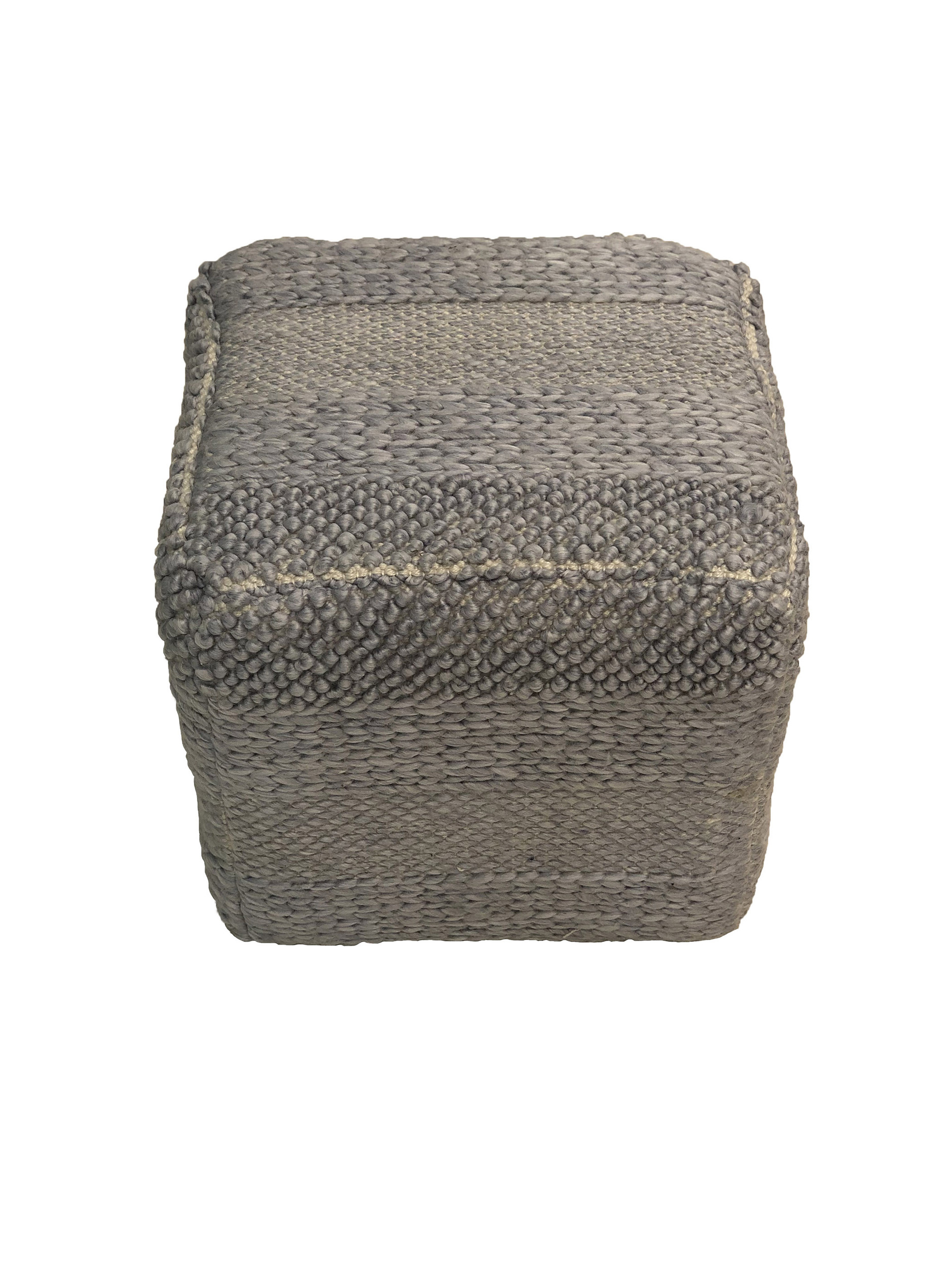 Soft Grey Pouf PF-129, Polyester and Cotton Blend 40x40x40cm for Home Decor by Ramsha Home Soft grey pouf PF-129, 40x40x40cm, perfect for home decor, made from polyester and cotton by Ramsha Home.