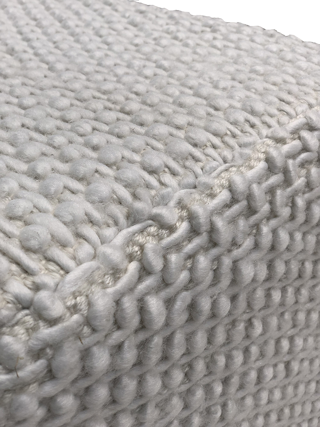 Soft White Pouf PF-130, Polyester and Cotton Blend 40x40x40cm for Home Decor by Ramsha Home Soft white pouf PF-130, 40x40x40cm, perfect for home decor, made from polyester and cotton by Ramsha Home.