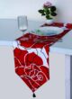 Premium polyester table runner TR-032 for dinner parties, adorned with tassels, red and white 30X130cm