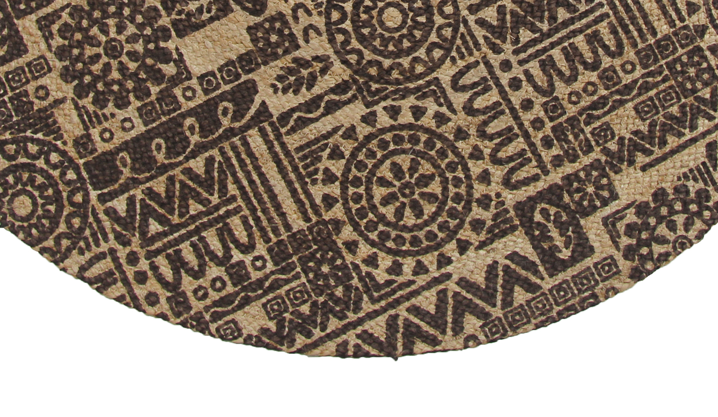 Handmade Braided Jute Printed Round Rug for Floor (120 cm) Stylish Jute Printed Round Rug in 120 cm Size