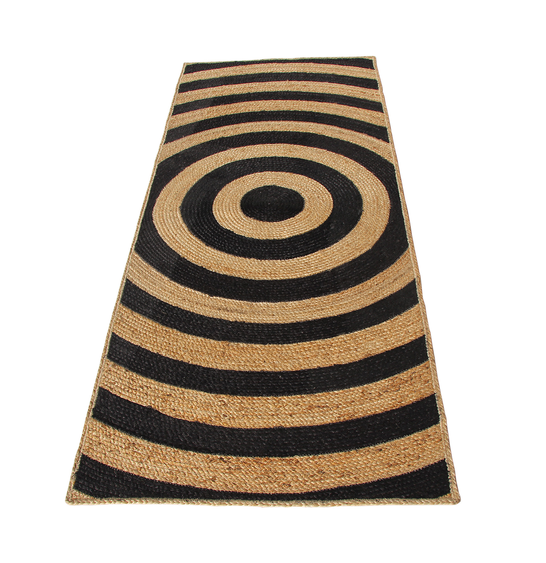 Natural & Black Braided Jute Rug BR 072 for Home Decor By Ramsha Home Natural and black braided jute rug BR 072, perfect for home decor. By Ramsha Home.
