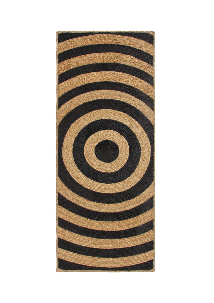 Luxurious Handmade Natural & Black Jute Floor Braided Rug - BR 072 (80x200cm)
