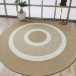 Stunning Handmade Natural & White Color Wool Floor Round Braided Rug - BR 063 (150 cm)