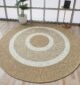 Stunning Handmade Natural & White Color Wool Floor Round Braided Rug - BR 063 (150 cm)