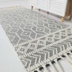 Side Close-up View of Wool and Cotton Handmade Woven Rug - Ramsha Home