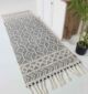 Sideways View of Black and Natural Color Wool and Cotton Rug SRN-018 - Ramsha Home