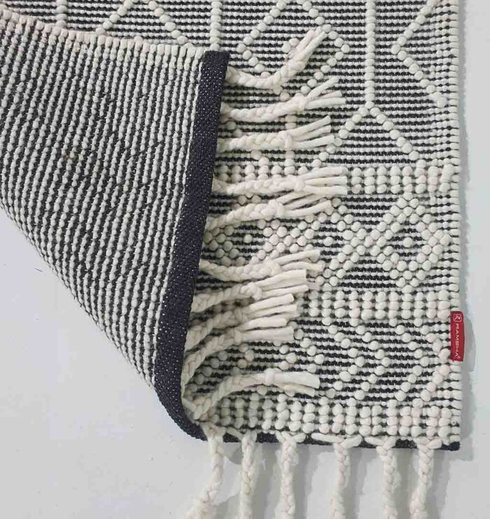 Backside View of Precision and Fine Quality on Wool and Cotton Rug SRN-018 - Ramsha Home