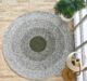 Artisanal dark green and white cotton rug BR 079 - handmade