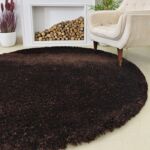 Chic and comfortable shaggy area rug SG 04 - Brown (90cm) by Ramsha Home