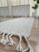 Natural white bedroom decor woven rug with fringes SRN 007 (80x200cm) by Ramsha Home