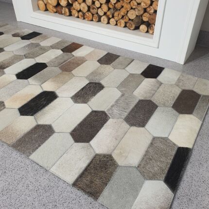 Vibrant multi-color leather rug for living room decor - LR 011 (80x200cm) by Ramsha Home