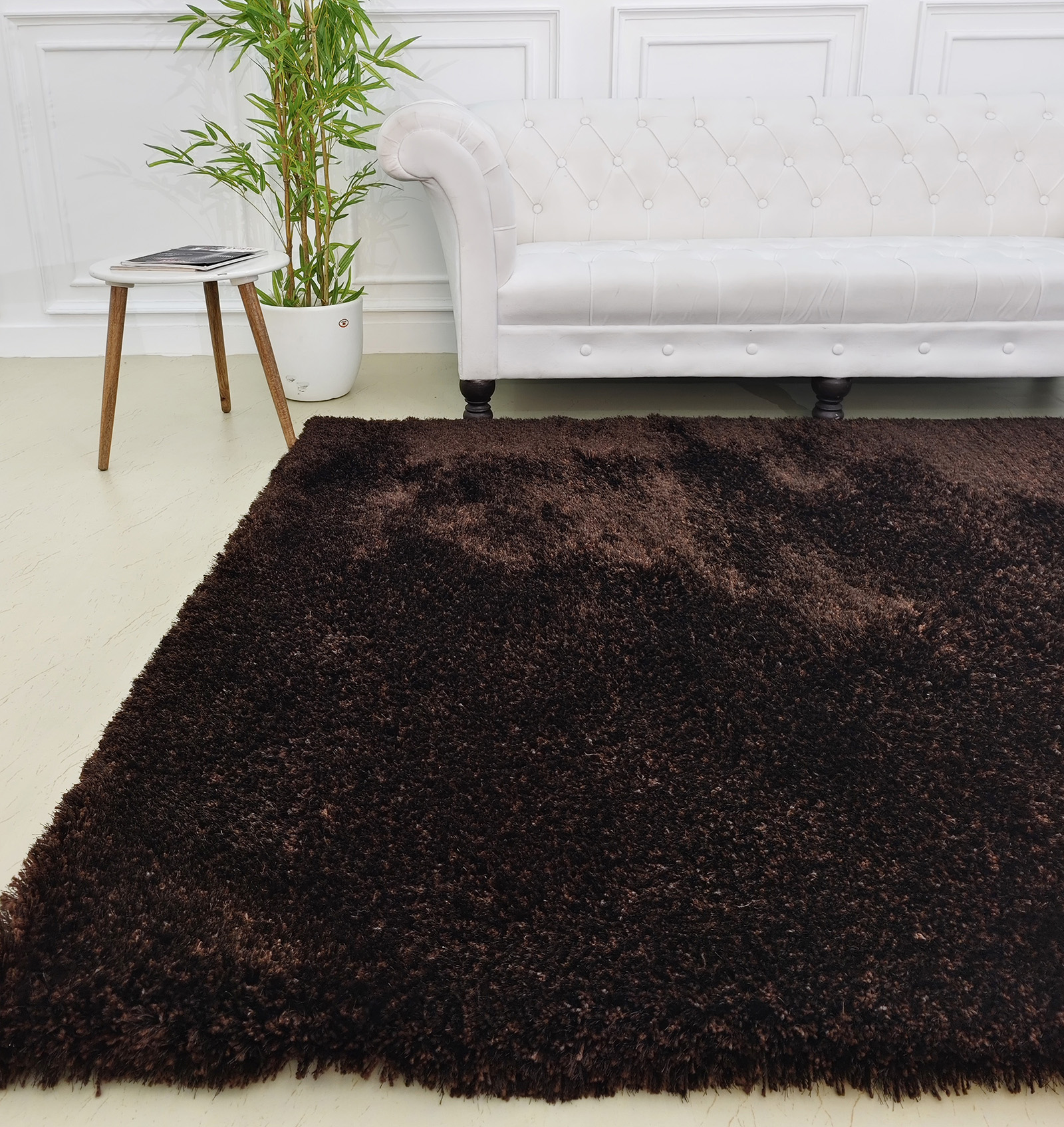 Stylish Fluffy Brown Shaggy Rug SG 04 - Ramsha Home Stylish fluffy brown shaggy rug SG 04 (80x200cm) by Ramsha Home