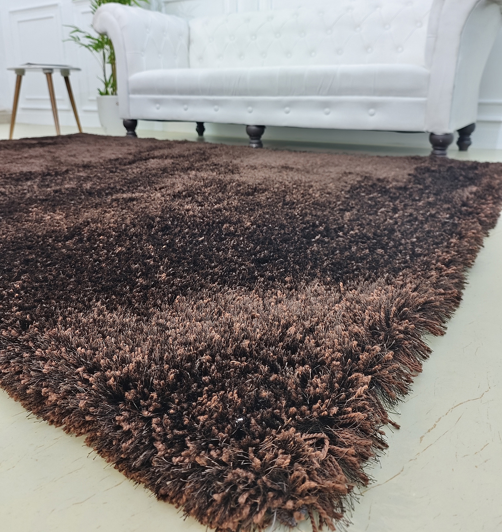 Soft and Plush Shaggy Area Rug SG 04 - Brown (80x200cm) by Ramsha Home Soft and plush shaggy area rug SG 04 in brown (80x200cm) by Ramsha Home