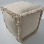 Stylish cotton natural color pouf PF-145 (40x40x40cm) for modern decor by Ramsha Home