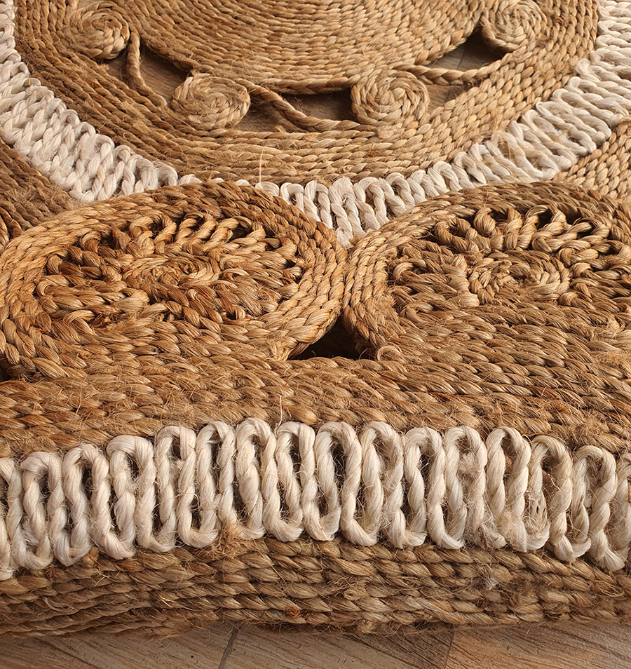 Natural Crochet Jute Round Rug - CR 014 (150cm) by Ramsha Home Natural crochet jute round rug - CR 014 (150cm) by Ramsha Home
