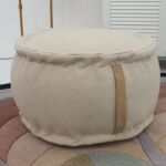 Natural color bedroom pouf PF-143 (50x50x30cm) for cozy decor by Ramsha Home