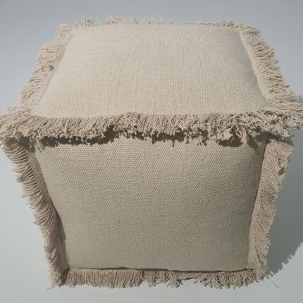 Elegant cotton pouf PF-145 (40x40x40cm) in natural color by Ramsha Home
